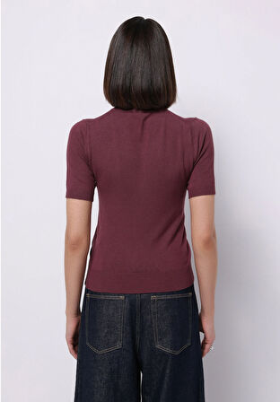 Slim Fit   Kadın Bordo  Kazak