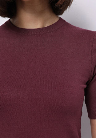 Slim Fit   Kadın Bordo  Kazak