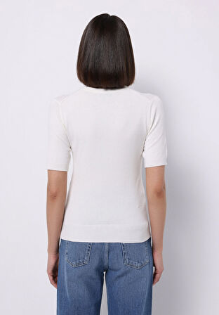 Slim Fit   Kadın Beyaz  Kazak