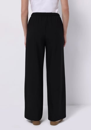 Regular Fit Yüksel Bel Geniş Paça Kadın Siyah  Pantolon