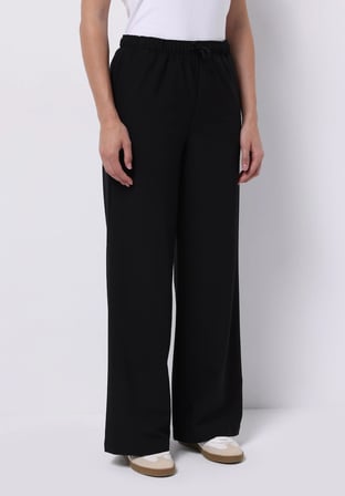 Regular Fit Yüksel Bel Geniş Paça Kadın Siyah  Pantolon