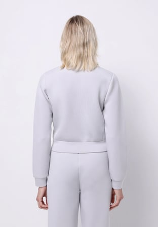 Regular Fit Dik Yaka Düz Kadın Gri Sweatshirt
