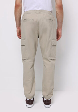 Cargo Fit Orta Bel Lastikli Paça Erkek Bej  Pantolon