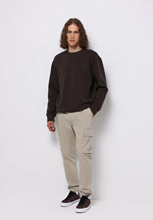 Cargo Fit Orta Bel Lastikli Paça Erkek Bej  Pantolon