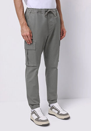 Cargo Fit Orta Bel Lastikli Paça Erkek Yeşil  Pantolon