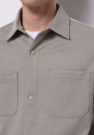 Regular Fit   Erkek Bej Shacket