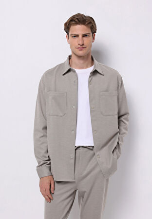 Regular Fit   Erkek Bej Shacket