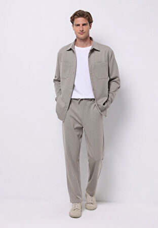 Regular Fit Orta Bel Düz Paça Erkek Bej  Pantolon