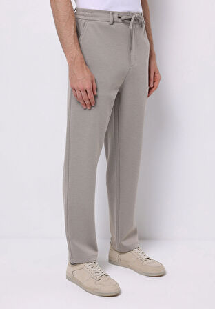 Regular Fit Orta Bel Düz Paça Erkek Bej  Pantolon