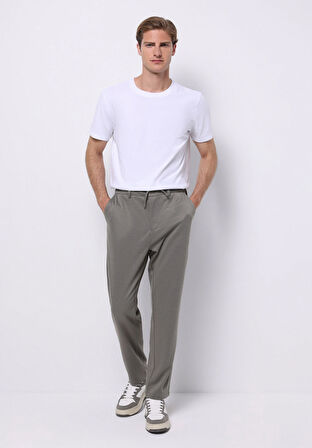 Regular Fit Orta Bel Düz Paça Erkek Yeşil  Pantolon