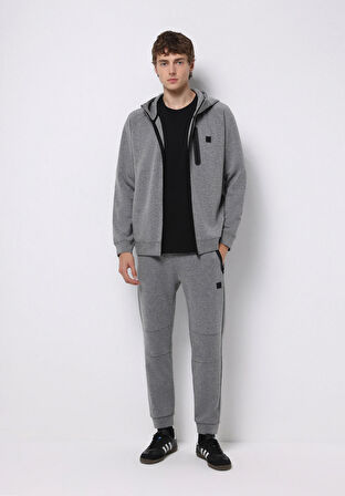 Regular Fit Orta Bel Düz Erkek Antrasit Eşofman Altı