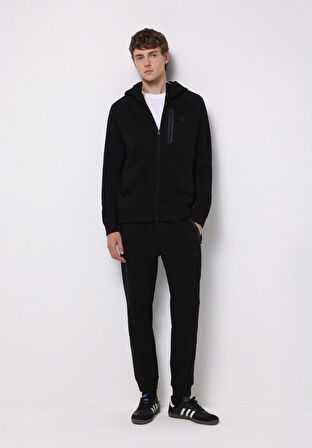 Regular Fit Orta Bel Düz Erkek Siyah Eşofman Altı