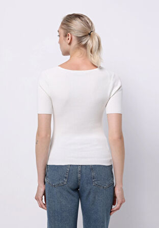 Slim Fit   Kadın Beyaz  Kazak