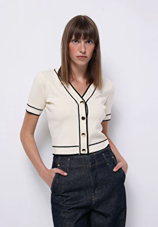 Regular Fit   Kadın Ekru Hırka