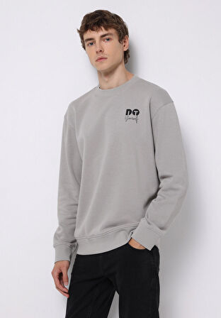 Comfort Fit   Erkek Gri Sweatshirt