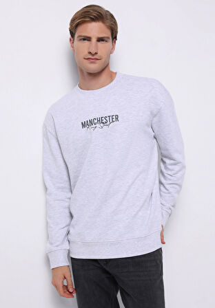 Comfort Fit   Erkek Gri Sweatshirt
