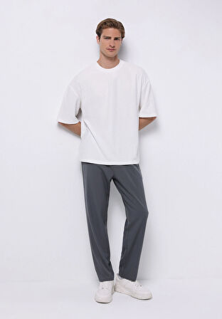 Regular Fit Orta Bel Düz Paça Erkek Antrasit  Pantolon