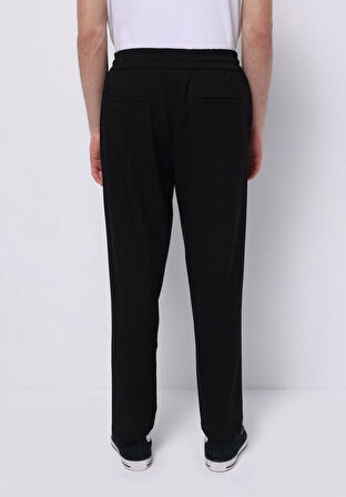 Regular Fit Orta Bel Düz Paça Erkek Siyah  Pantolon