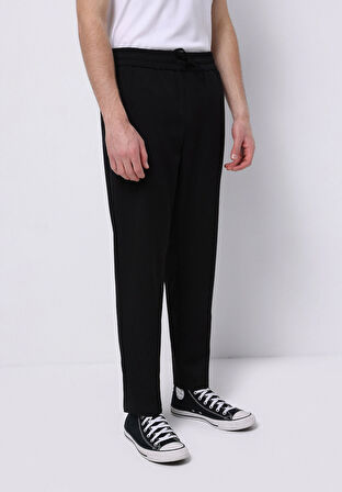 Regular Fit Orta Bel Düz Paça Erkek Siyah  Pantolon