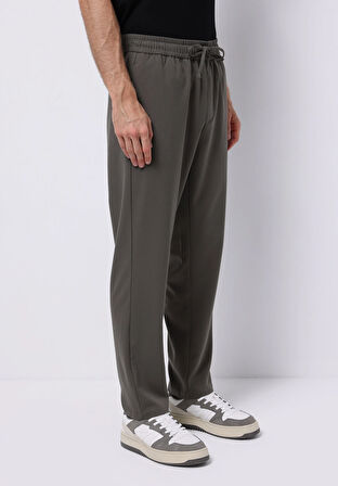 Regular Fit Orta Bel Düz Paça Erkek Yeşil  Pantolon