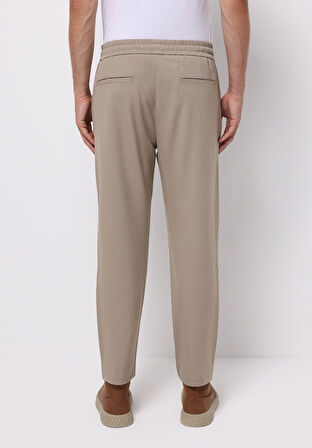 Regular Fit Orta Bel Düz Paça Erkek Bej  Pantolon