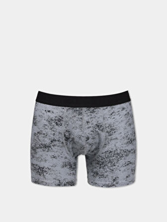 Modern Fit Baskılı Erkek Gri Boxer