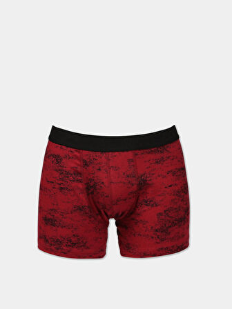 Modern Fit Baskılı Erkek Kirmizi Boxer