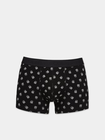 Modern Fit Baskılı Erkek Siyah Boxer