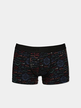 Modern Fit Baskılı Erkek Siyah Boxer