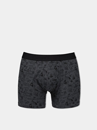 Modern Fit Baskılı Erkek Antrasit Boxer