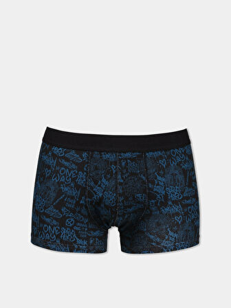 Modern Fit Baskılı Erkek Siyah Boxer