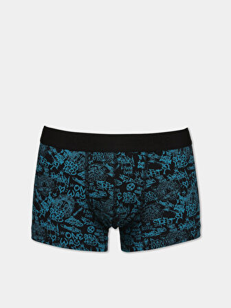 Modern Fit Baskılı Erkek Siyah Boxer