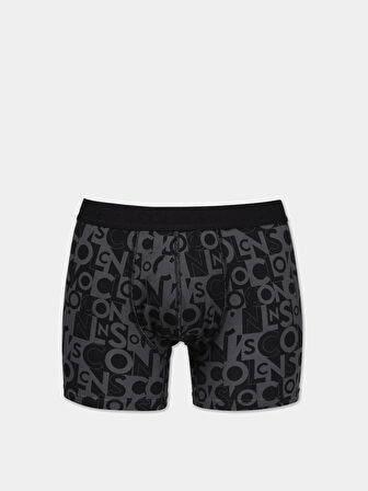 Modern Fit Baskılı Erkek Antrasit Boxer