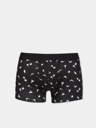 Modern Fit Baskılı Erkek Siyah Boxer