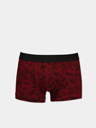 Modern Fit Baskılı Erkek Bordo Boxer