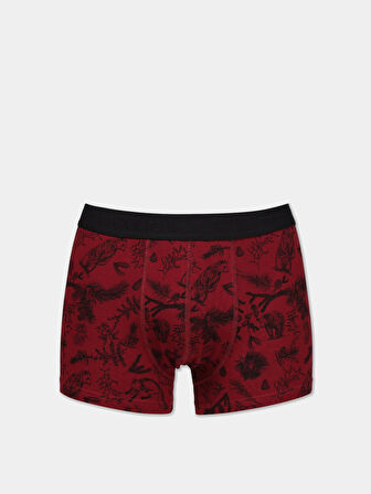 Modern Fit Baskılı Erkek Bordo Boxer