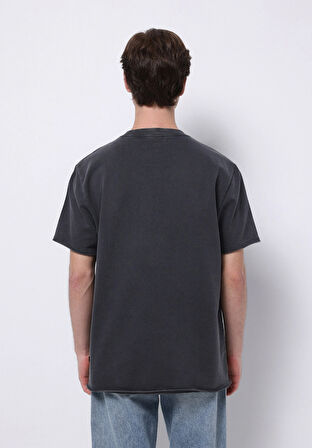 Comfort Fit Yuvarlak Yaka Düz Erkek Antrasit Kısa Kol Tişört