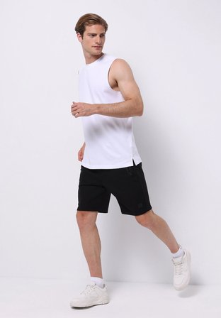 Regular Fit Orta Bel Düz Erkek Siyah Şort