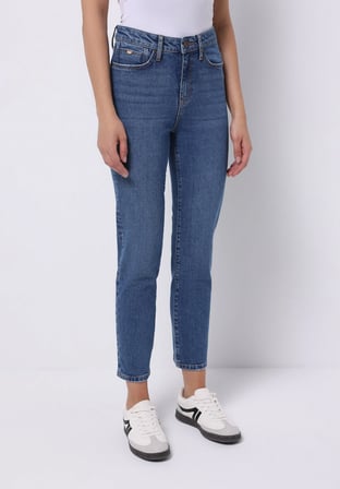 Slim Fit  Dar Paça Kadın İndigo Jean Pantolon