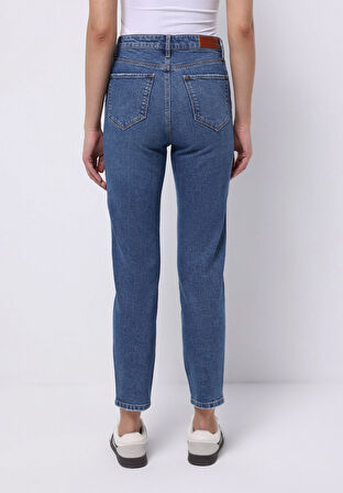 Slim Fit  Dar Paça Kadın İndigo Jean Pantolon