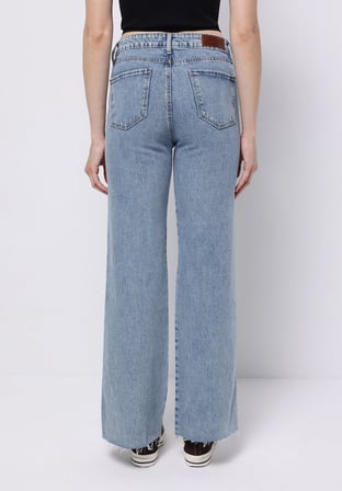 Regular Fit Yüksel Bel Geniş Paça Kadın Koyu İndigo Jean Pantolon