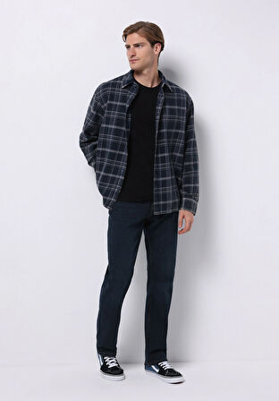 Regular Fit Orta Bel Düz Paça Erkek Koyu İndigo Jean Pantolon