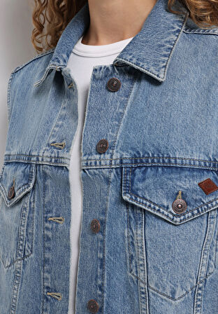 Oversize Fit     Kadın Mavi Yelek