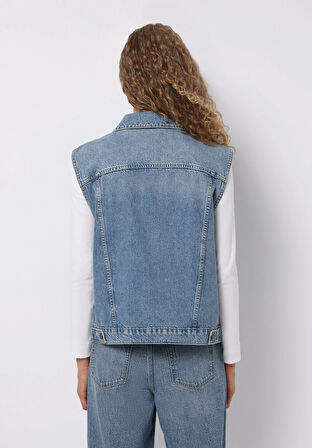 Oversize Fit     Kadın Mavi Yelek