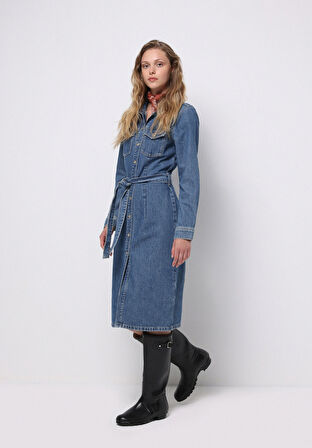 Slim Fit Düz Kadın Mavi Kolsuz Elbise