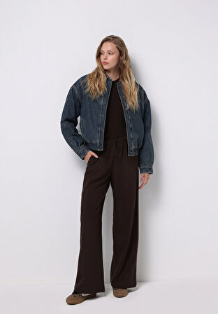 Oversize Fit Çıtçıtlı Astarsız  Kadın Mavi Ceket