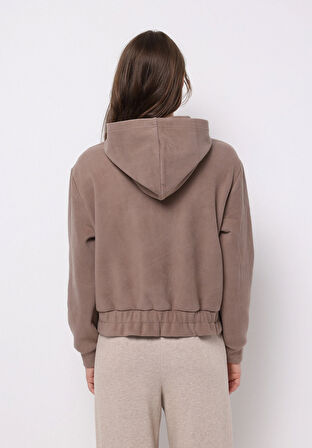 Regular Fit Kapüşonlu Düz Kadın  Sweatshirt