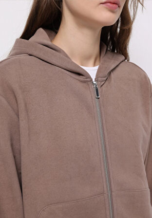Regular Fit Kapüşonlu Düz Kadın  Sweatshirt