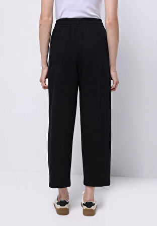 Regular Fit Orta Bel Düz Kadın Siyah Eşofman Altı