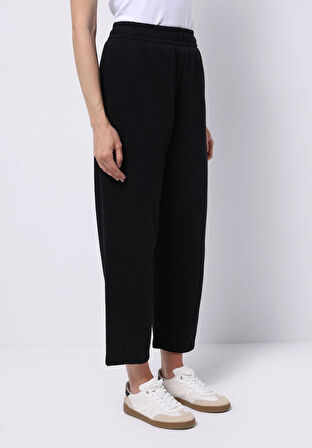 Regular Fit Orta Bel Düz Kadın Siyah Eşofman Altı